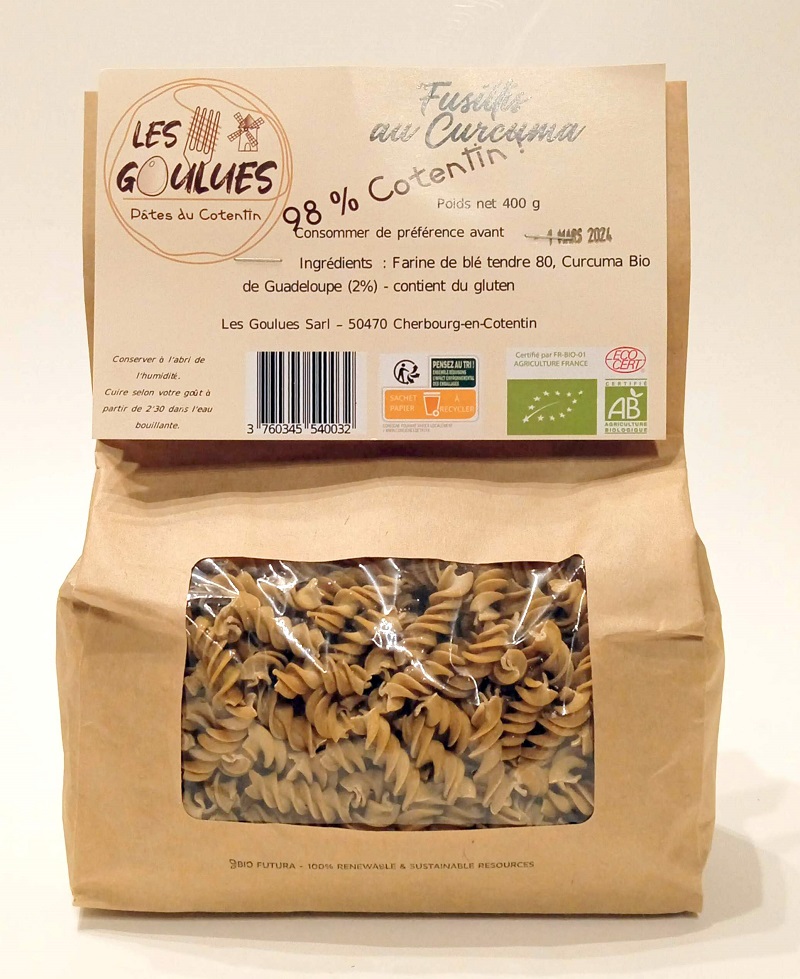 PATES ARTISANALES BIO FUSILLIS AU CURCUMA