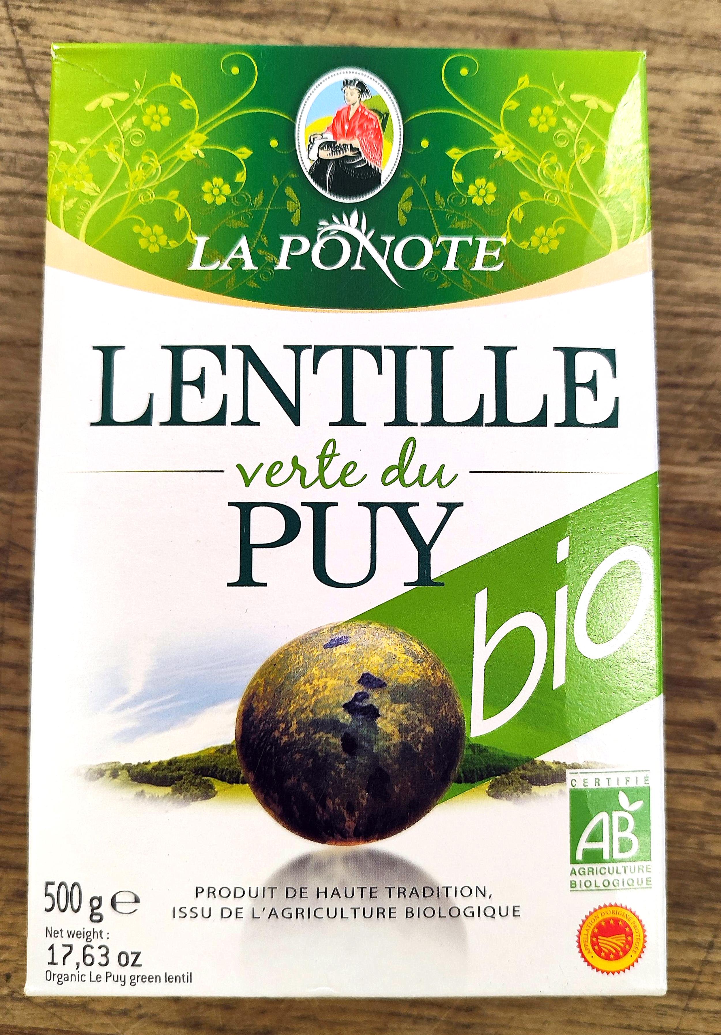 LENTILLE BIO VERTE DU PUY AOP