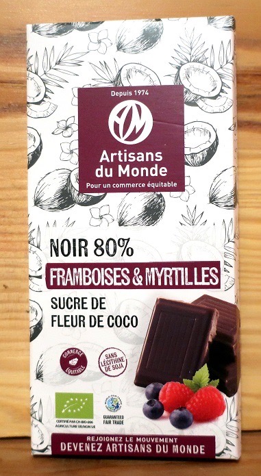 CHOCOLAT NOIR FRAMBOISE MYRTILLE 80%